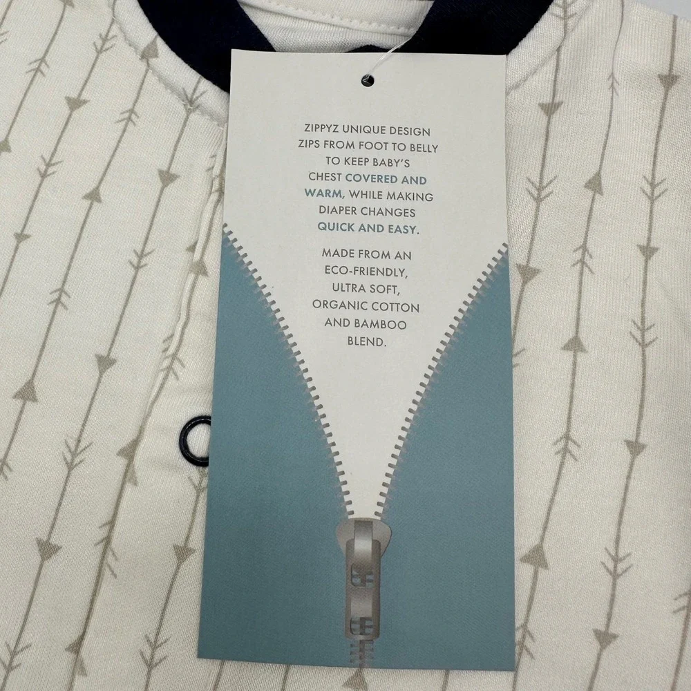 Baby Butler ZippyZ 3-6 Months BAMBOO‎ Cream Navy Footed Pajamas Arrow Print NWT